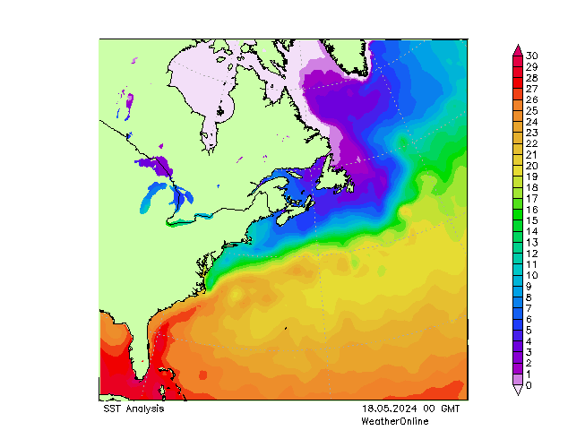 Atlantik SST Sa 18.05.2024 00 UTC
