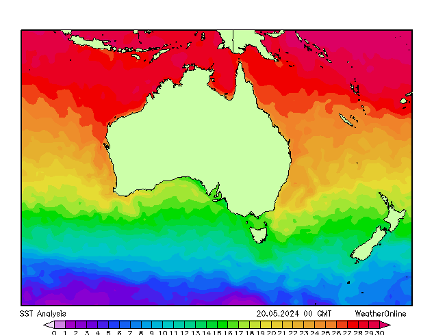 Australien SST Mo 20.05.2024 00 UTC
