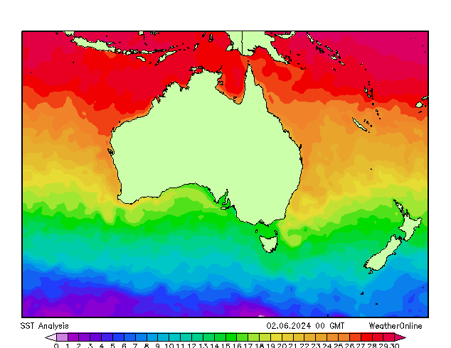 Australien SST So 02.06.2024 00 UTC