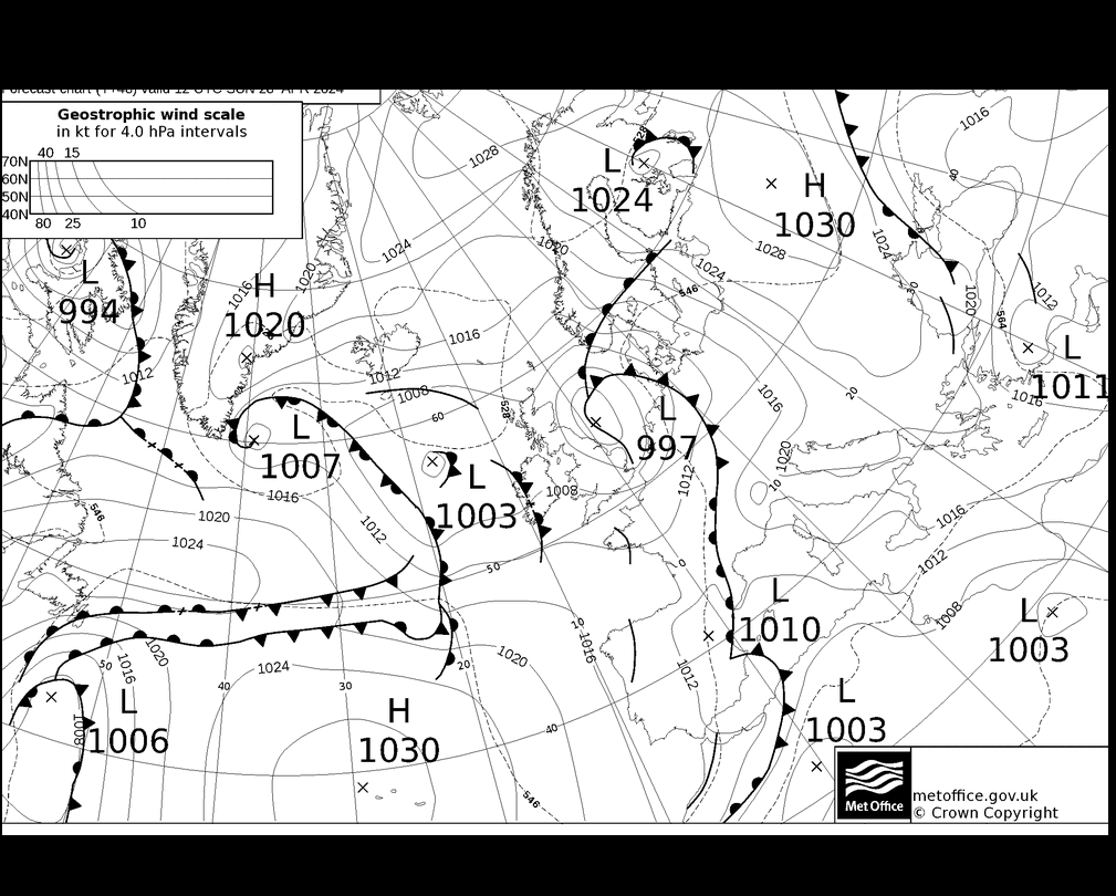 MetOffice UK Fronts So 28.04.2024 12 UTC