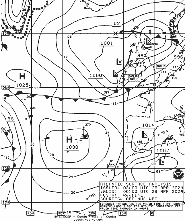NOAA Fronts Mo 29.04.2024 00 UTC