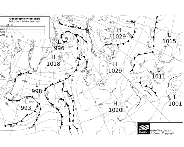 MetOffice UK Fronts Mi 08.05.2024 18 UTC