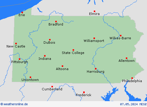  Pennsylvania Nordamerika Vorhersagekarten