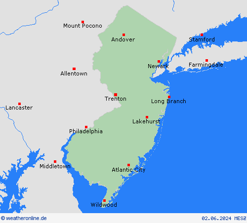  New Jersey Nordamerika Vorhersagekarten