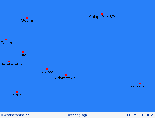 übersicht Pitcairninseln Ozeanien Vorhersagekarten