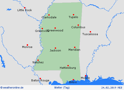 übersicht Mississippi Nordamerika Vorhersagekarten