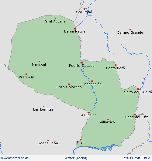 übersicht Paraguay Südamerika Vorhersagekarten