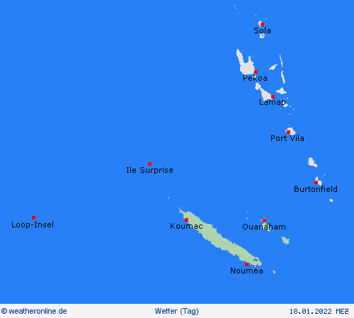 übersicht Neukaledonien Ozeanien Vorhersagekarten