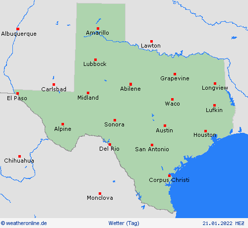 übersicht Texas Nordamerika Vorhersagekarten