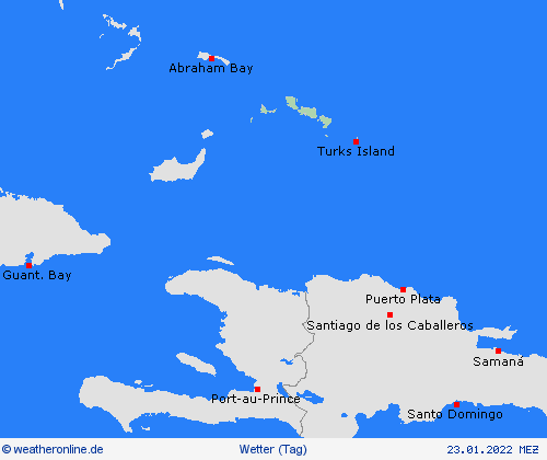 übersicht Turks- und Caicosinseln Mittelamerika Vorhersagekarten