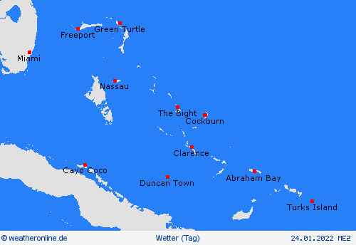 übersicht Bahamas Mittelamerika Vorhersagekarten