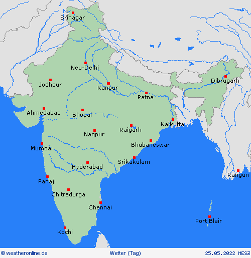 übersicht Indien Asien Vorhersagekarten