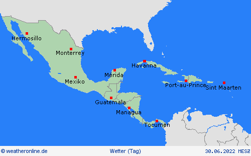 übersicht  Mittelamerika Vorhersagekarten