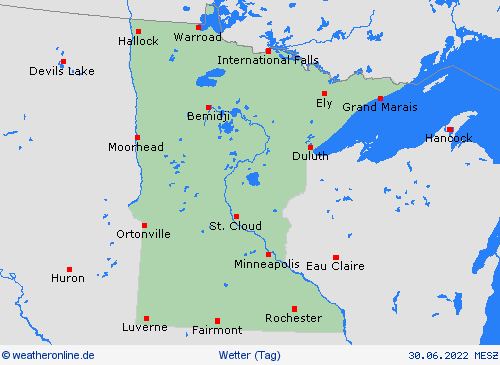 übersicht Minnesota Nordamerika Vorhersagekarten
