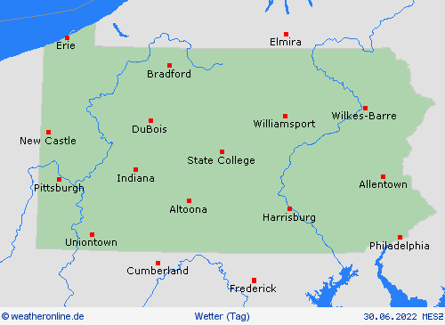 übersicht Pennsylvania Nordamerika Vorhersagekarten
