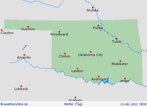 übersicht Oklahoma Nordamerika Vorhersagekarten