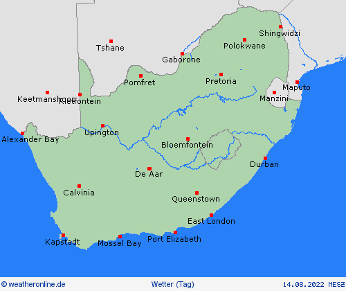 übersicht Südafrika Afrika Vorhersagekarten