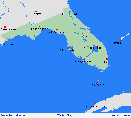 übersicht Florida Nordamerika Vorhersagekarten