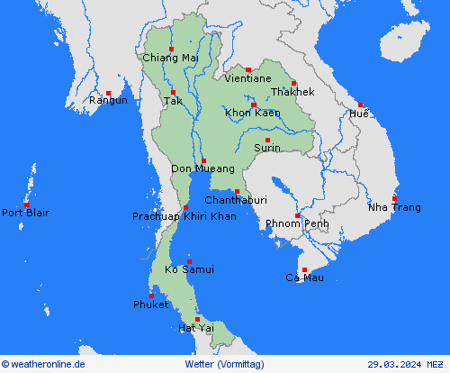 übersicht Thailand Asien Vorhersagekarten