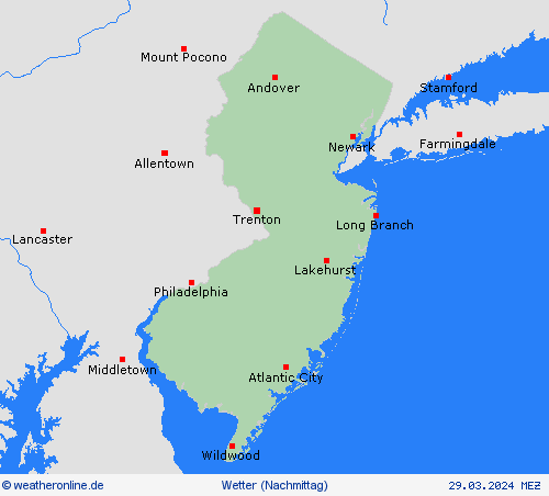 übersicht New Jersey Nordamerika Vorhersagekarten