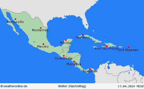übersicht  Mittelamerika Vorhersagekarten