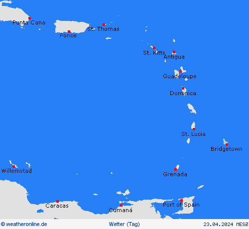 übersicht Barbados Südamerika Vorhersagekarten