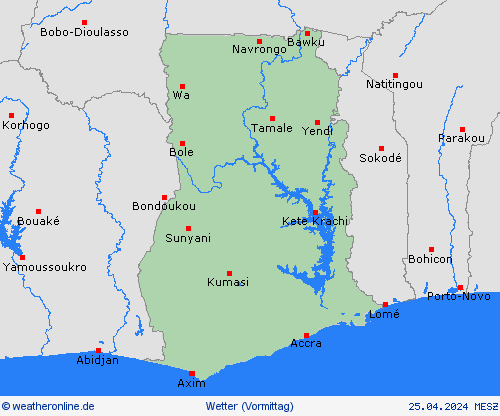 übersicht Ghana Afrika Vorhersagekarten