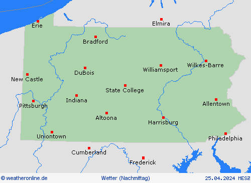 übersicht Pennsylvania Nordamerika Vorhersagekarten