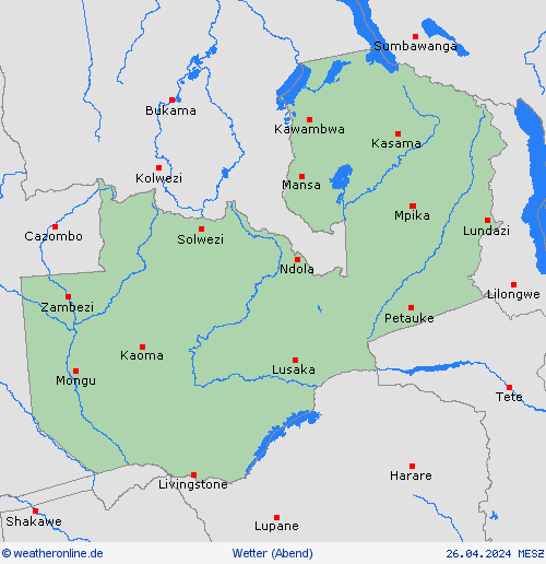 übersicht Sambia Afrika Vorhersagekarten