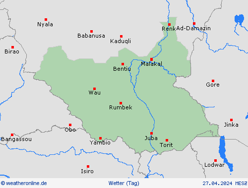 übersicht Südsudan Afrika Vorhersagekarten