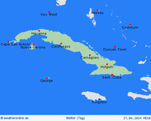 übersicht Kuba Mittelamerika Vorhersagekarten