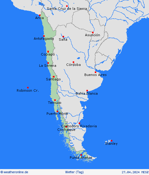 übersicht Chile Südamerika Vorhersagekarten