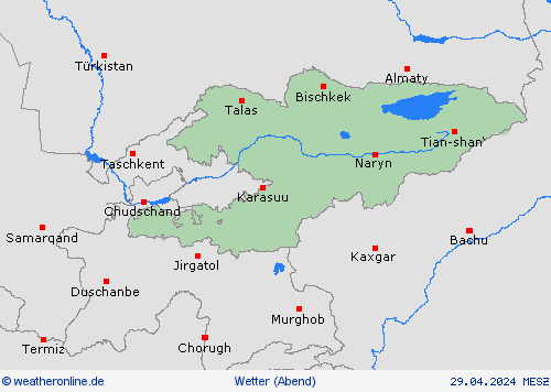 übersicht Kirgisistan Asien Vorhersagekarten