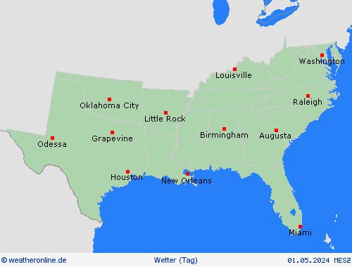 übersicht  Mittelamerika Vorhersagekarten