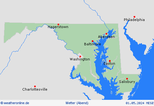 übersicht Maryland Nordamerika Vorhersagekarten