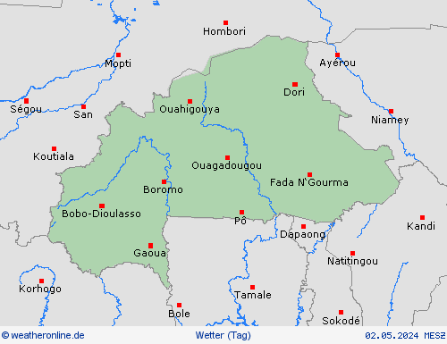 übersicht Burkina Faso Afrika Vorhersagekarten