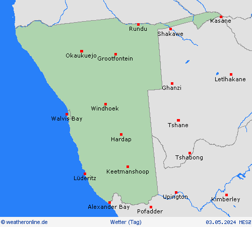 übersicht Namibia Afrika Vorhersagekarten