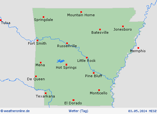 übersicht Arkansas Nordamerika Vorhersagekarten