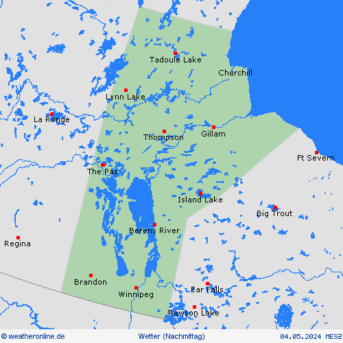 übersicht Manitoba Nordamerika Vorhersagekarten