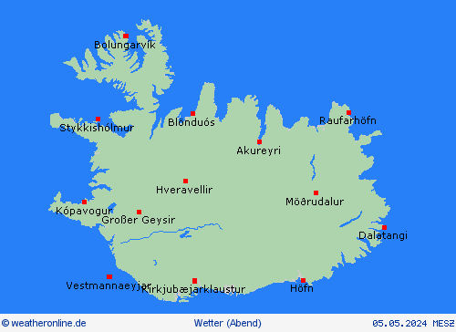 übersicht Island Europa Vorhersagekarten