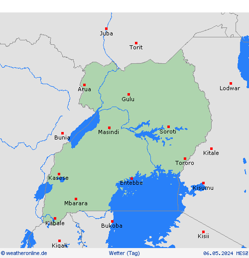 übersicht Uganda Afrika Vorhersagekarten