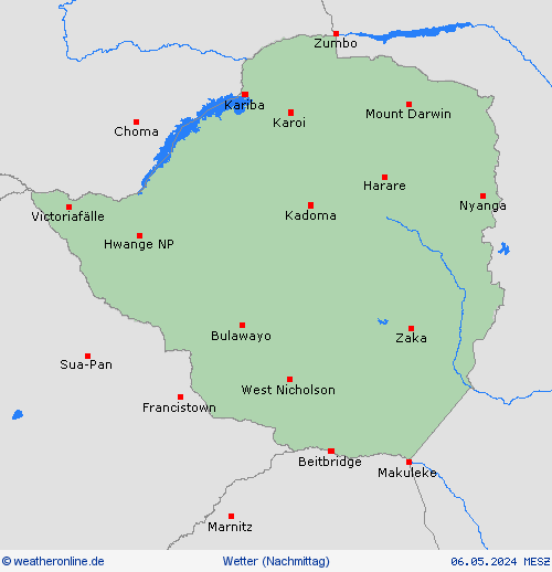 übersicht Simbabwe Afrika Vorhersagekarten