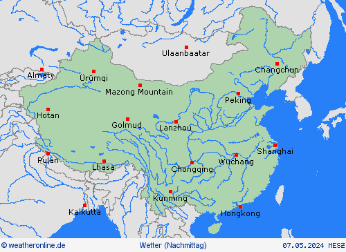 übersicht China Asien Vorhersagekarten