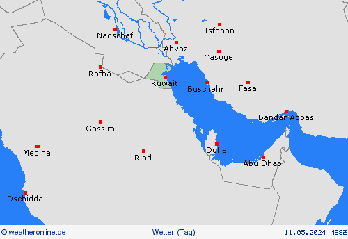 übersicht Kuwait Asien Vorhersagekarten