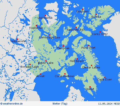 übersicht Nunavut Nordamerika Vorhersagekarten