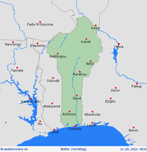 übersicht Benin Afrika Vorhersagekarten