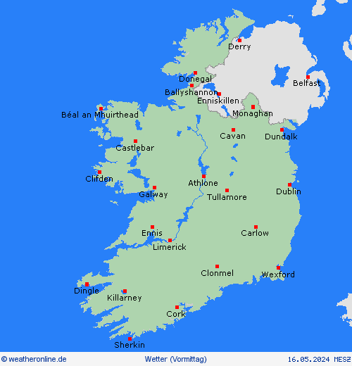 übersicht Irland Europa Vorhersagekarten