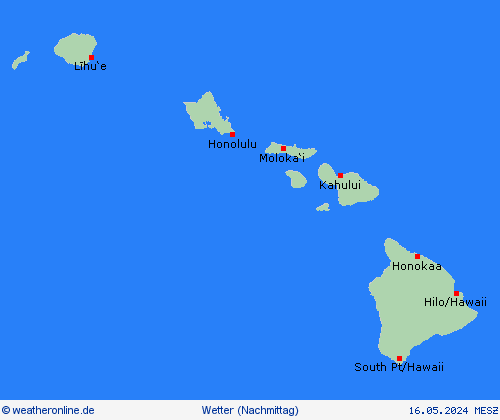 übersicht Hawaii Nordamerika Vorhersagekarten