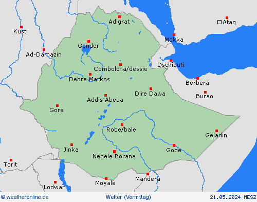 übersicht Äthiopien Afrika Vorhersagekarten