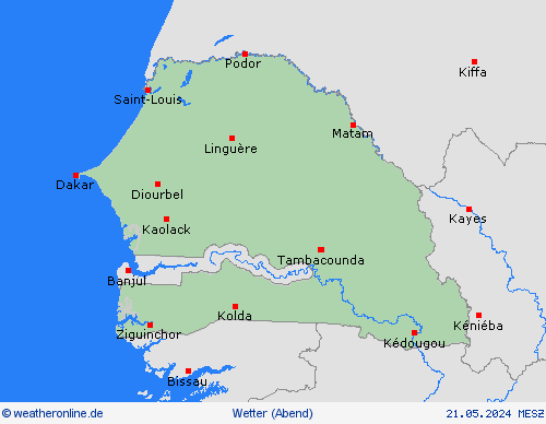 übersicht Senegal Afrika Vorhersagekarten